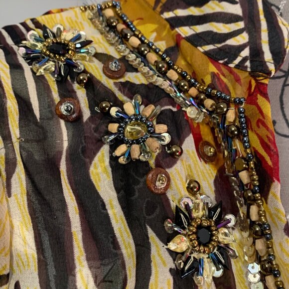 NWT $89 OCEAN BREEZE Embellished Tropical Zebra Swimsuit Coverup Tunic Dress Sm - Picture 5 of 13